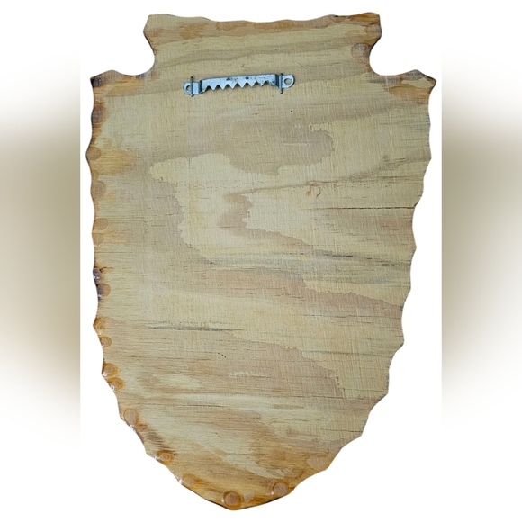 Handmade Vintage Wooden Plaque with Indigenous Girl and Puppy Native American​ - Picture 4 of 7